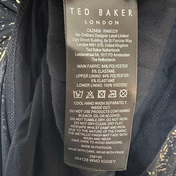 NEW Ted Baker Iggiey Midi Dress Women's Black Gold Size 0 - Picture 4 of 5